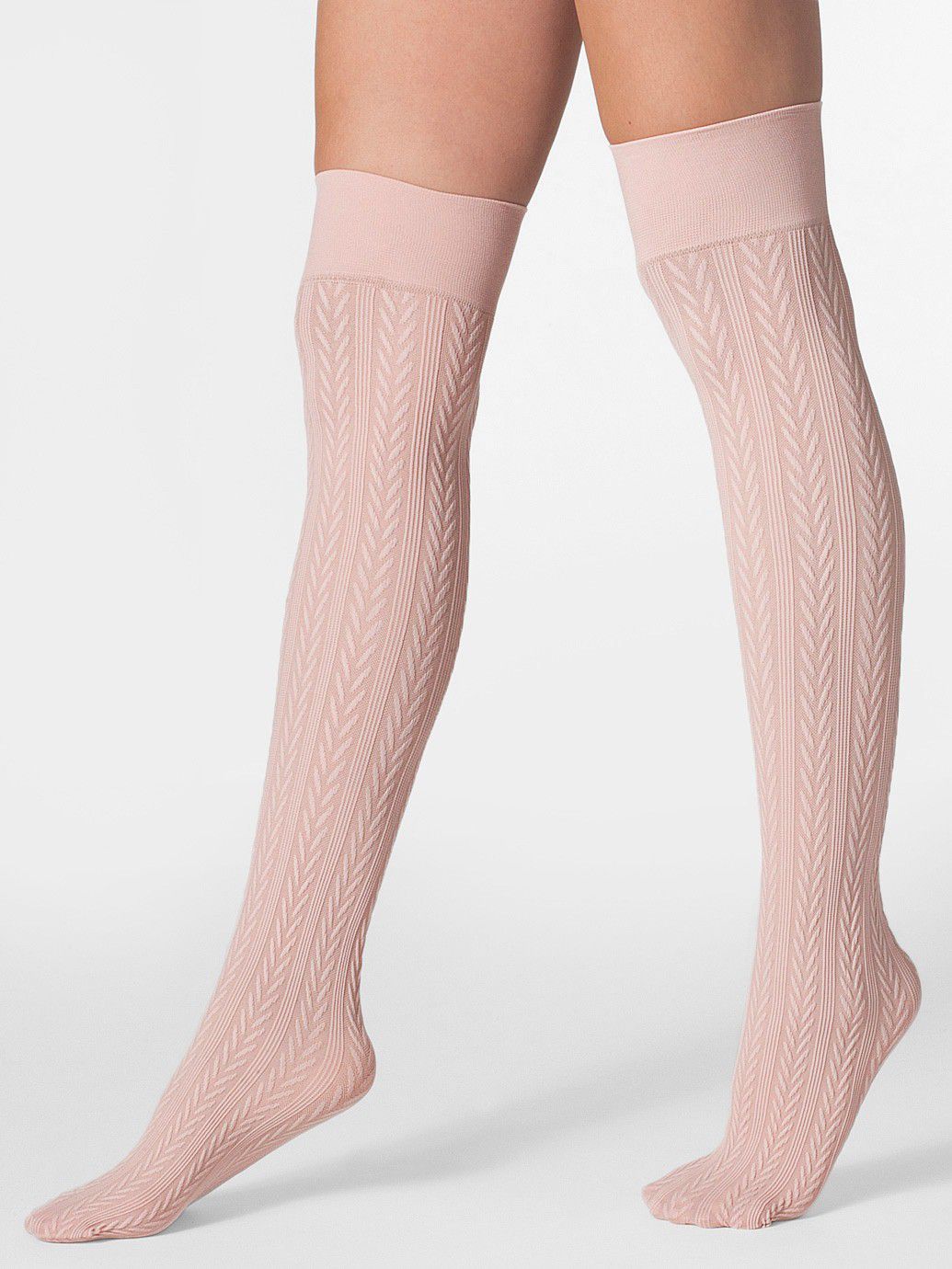 Opaque Over-The-Knee Cable Knit Sock